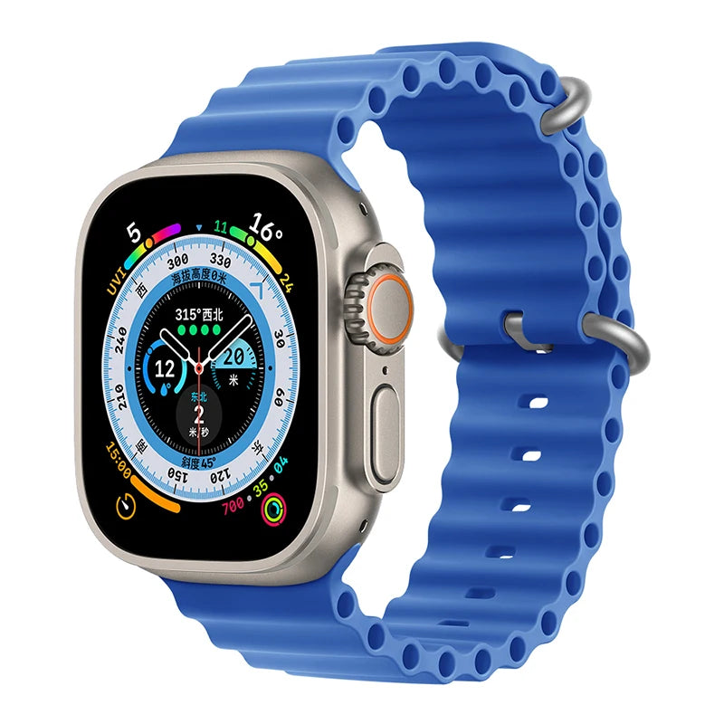 Correa Ocean de silicona para Apple Watch – Compatible Ultra 2, Series 10-5 (38mm-49mm)