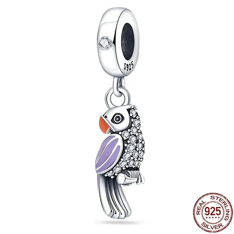 Charm camaleón y luciérnaga en plata 925 – Dije animal brillante, compatible Pandora, pulsera y collar mujer