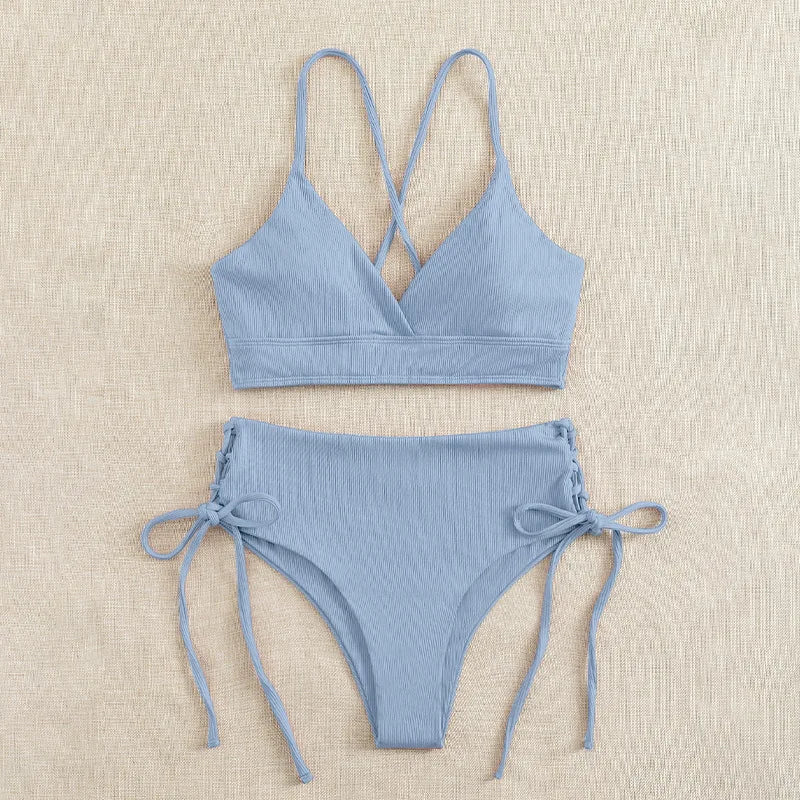 Bikini Sexy Mujer | V-Neck Split Triangular Playa y Piscina