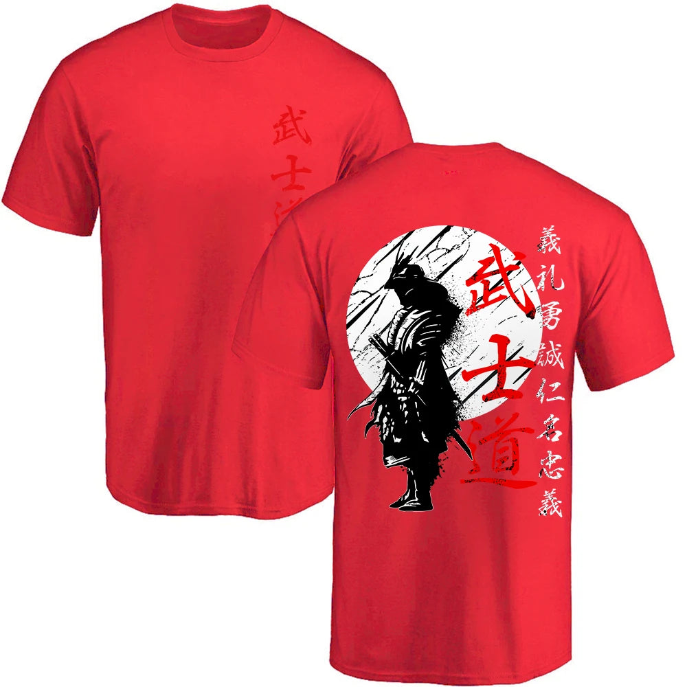 Camiseta Oversize “Japan Samurai Spirit” – T-shirt Estilo Japonés, Estampado Trasero, 100% Algodón, Casual y Regalo para Hombre