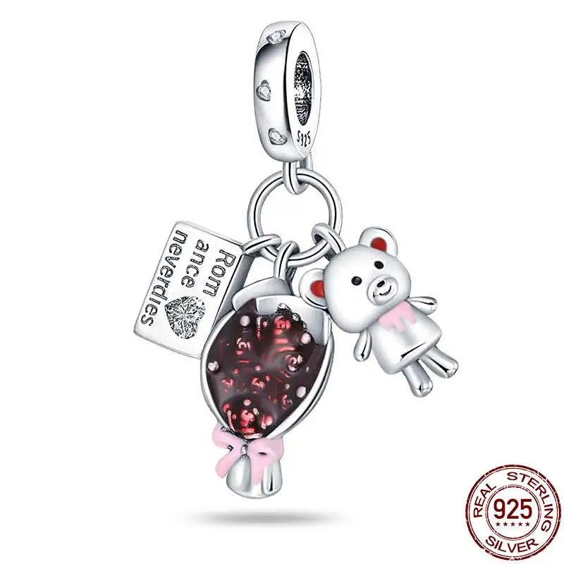 Charm camaleón y luciérnaga en plata 925 – Dije animal brillante, compatible Pandora, pulsera y collar mujer