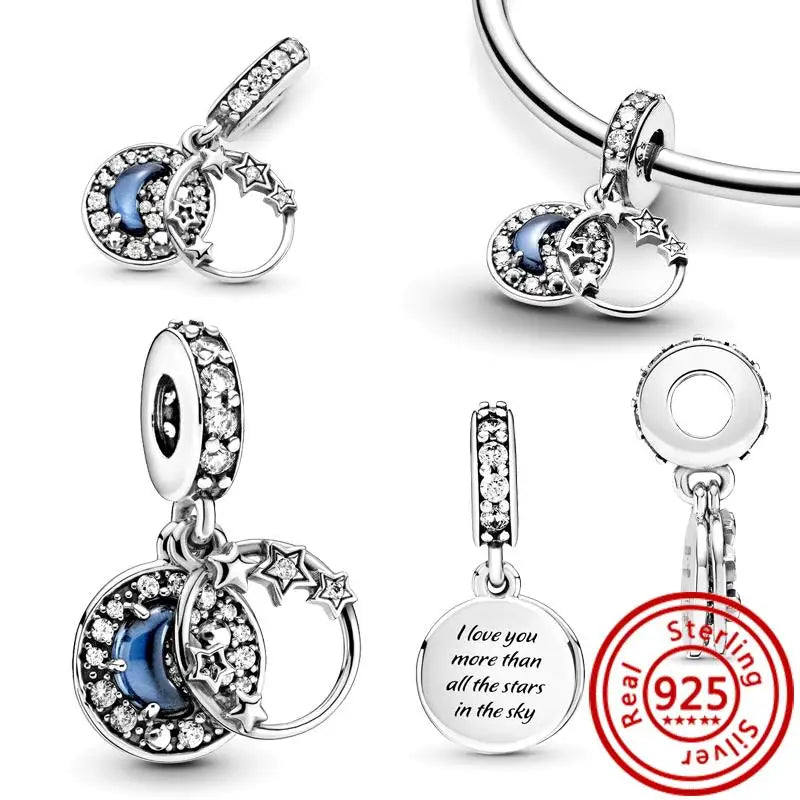 Charm Espacio y Galaxia en Plata 925 – Abalorios Astronauta, Planeta y Estrellas para Pulsera Original Mujer