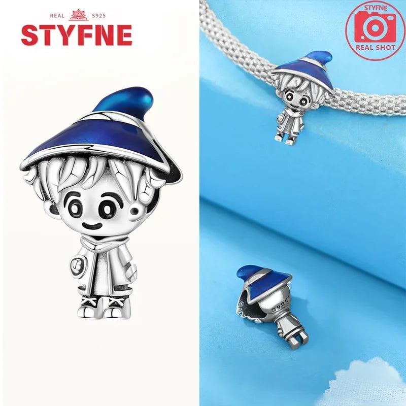 Charm Colgante de Halloween Plata 925 | Bruja Mágica con Efecto Luminoso para Pulsera Original