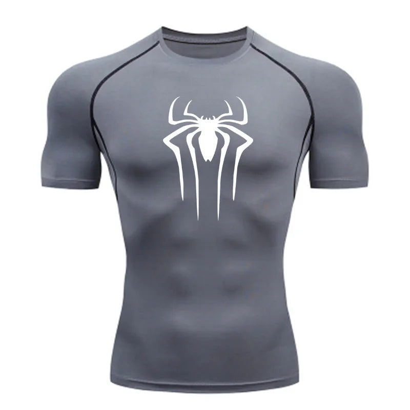 Camiseta Compresiva de Hombre – Gym, Fitness, Running y Superhéroe, Rashguard, Manga Corta, Secado Rápido, T-Shirt Deportivo