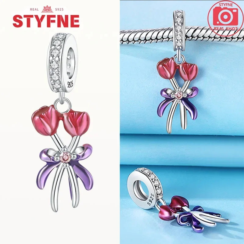 Charm Mariposa Colorida en Plata 925 con Circonitas – Beads Brillantes Compatibles Pandora Mujer Joyería DIY