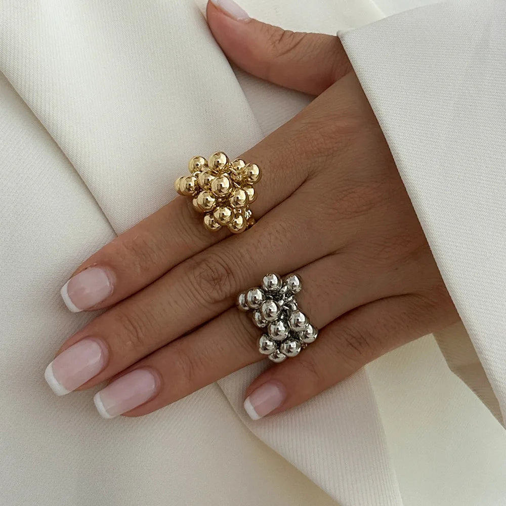 Anillo Unisex Punk Hip Hop 2024 – Diseño Abierto de Bola Metálica CCB, Joyería Minimalista para Hombre y Mujer