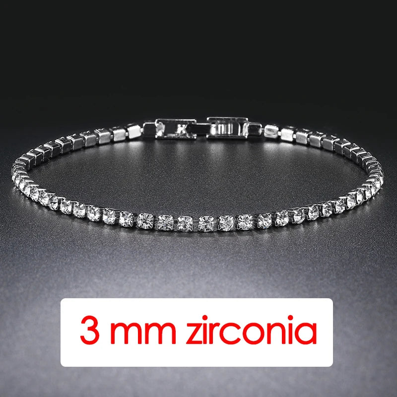 Pulsera tenis mujer plata con circonias AAA+ – Joyería elegante hip hop, cristal brillante para bodas y moda juvenil