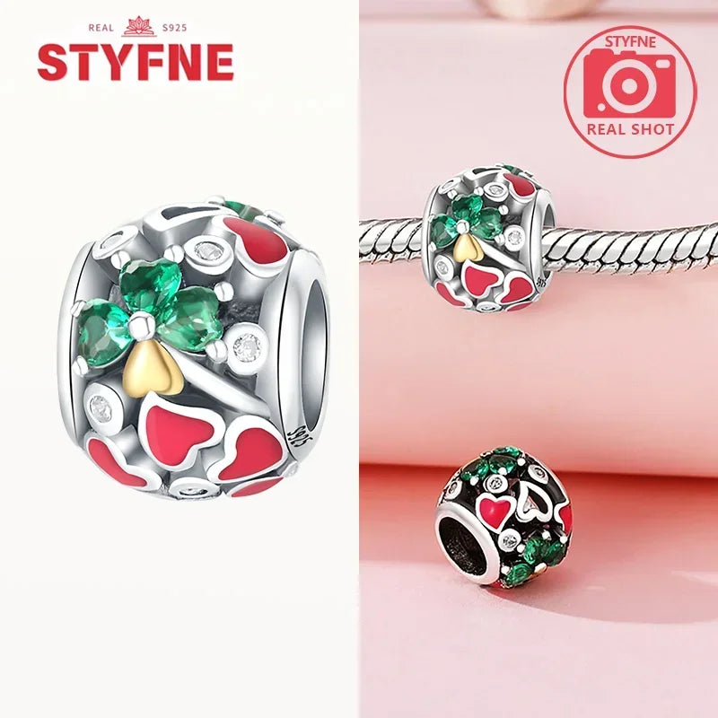 Charm Trébol de Cuatro Hojas en Plata 925 – Abalorios Suerte para Pulseras Originales Mujer