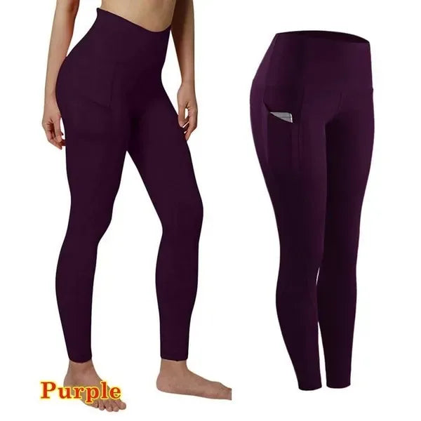 Leggings Deportivos Mujer Cintura Alta | Mallas Yoga Push Up con Bolsillo y Control Abdomen