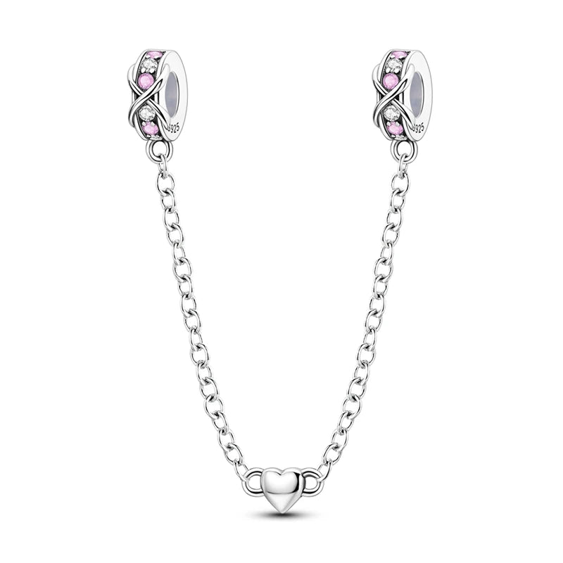 Charm de Plata 925 – Safety Chain, Avión, Tierra, Cámara y Margarita para Pulsera DIY Mujer