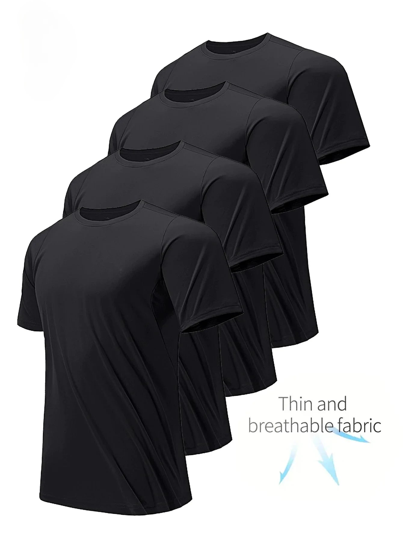 Pack de 4 Camisetas de Hombre – Blanco y Negro, Ligeras, Secado Rápido, Transpirables y Absorbentes, Fitness, Gym y Running