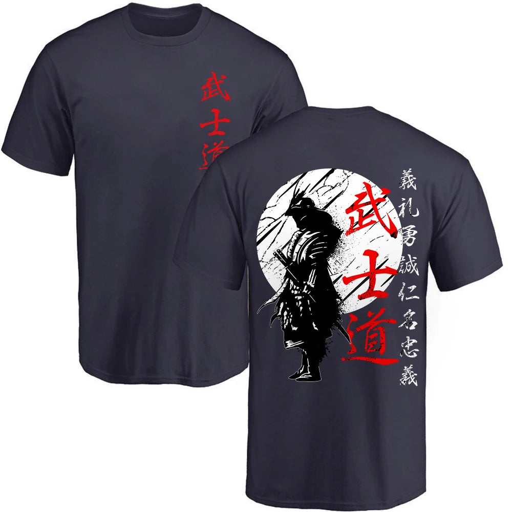 Camiseta Oversize “Japan Samurai Spirit” – T-shirt Estilo Japonés, Estampado Trasero, 100% Algodón, Casual y Regalo para Hombre