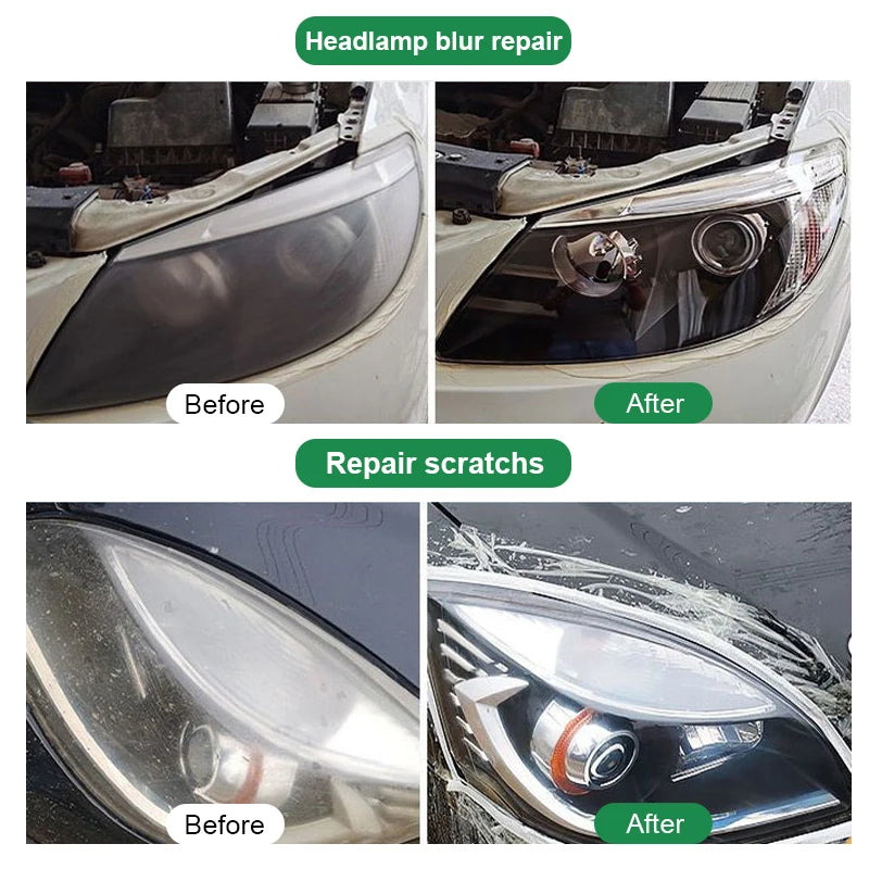 Kit Restauración de Faros Coche 30ml-300ml | Pulimento Eliminador de Rayones, Amarillamiento y Oxidación | Líquido Pulidor Lentes