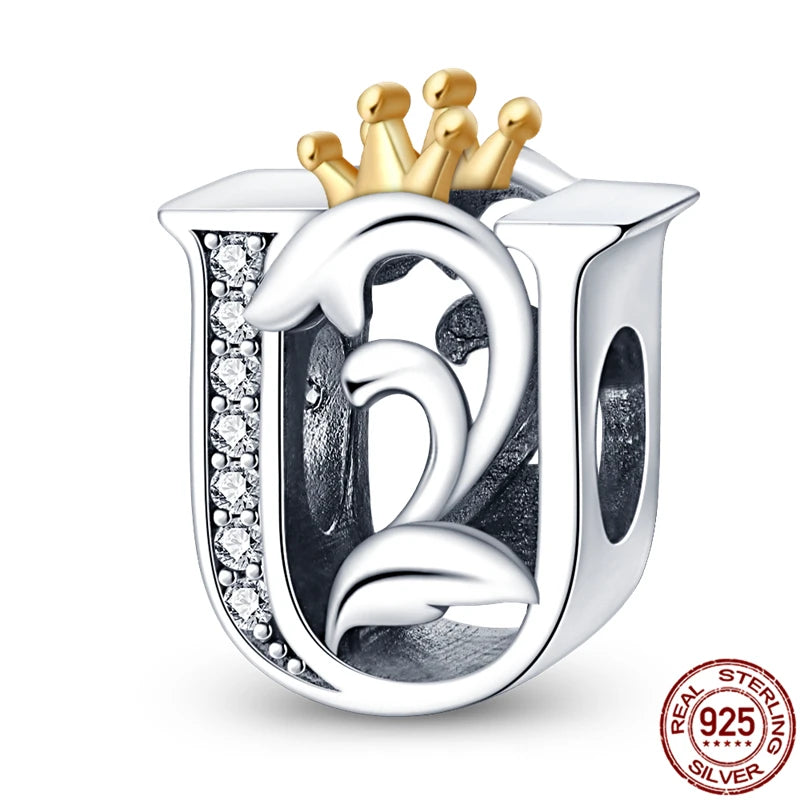 Charm letra A-Z en plata 925 – Abalorio inicial alfabeto para pulseras o collares tipo Pandora, joyería personalizada mujer