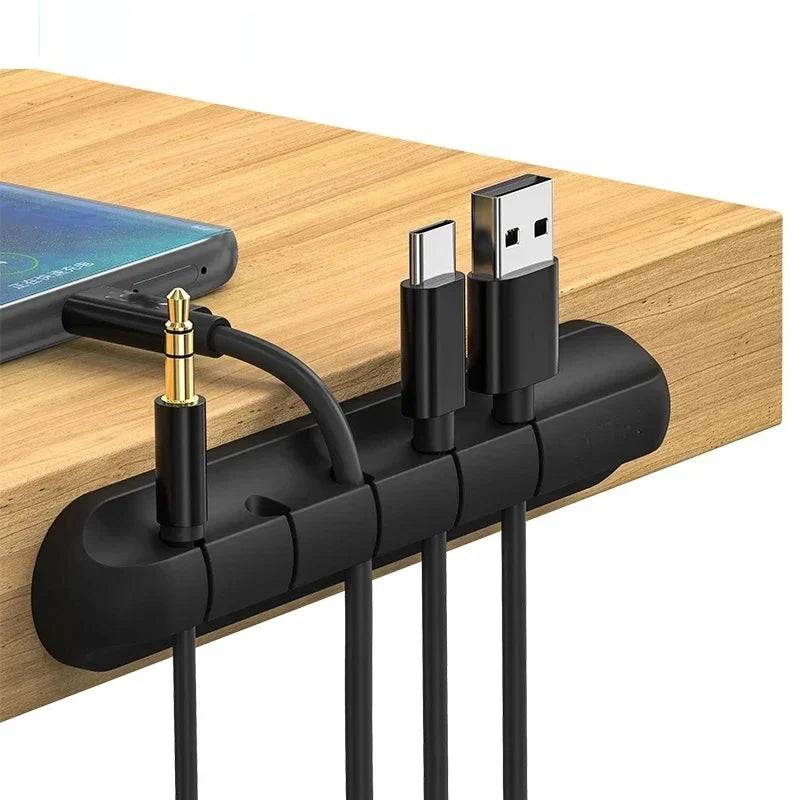 L16 Organizador de Cables de Silicona | Enrollador USB | Clips de Gestión de Escritorio para Ratón, Auriculares y Cables