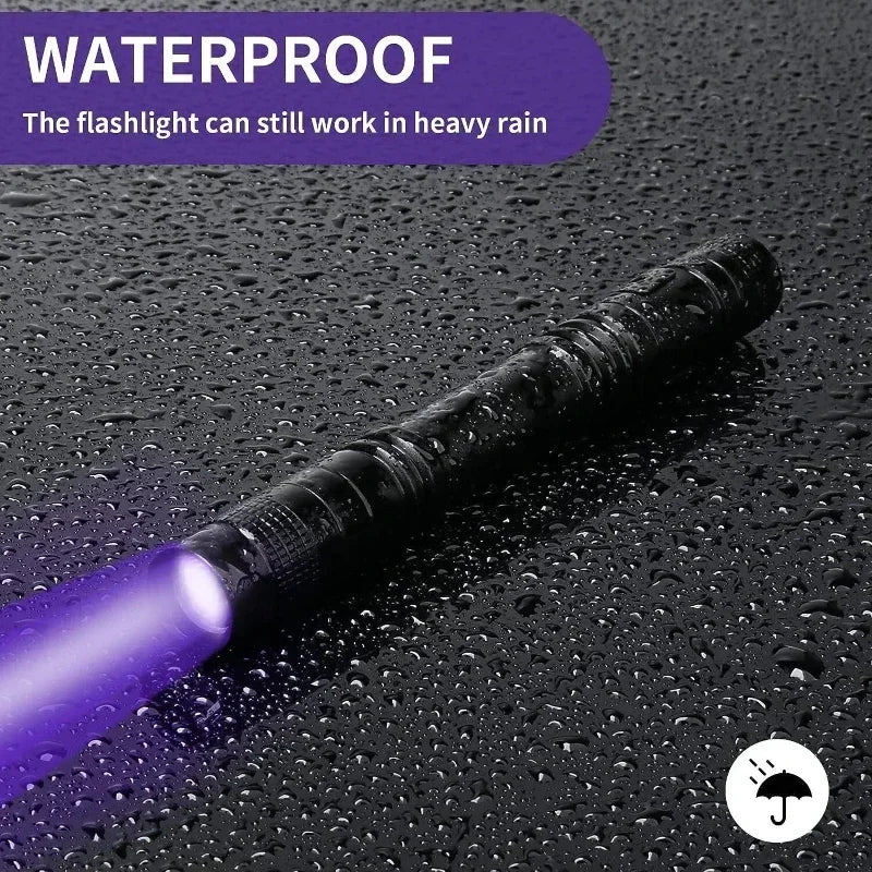 Linterna UV 395nm Portátil con Clip – Detector de Orina de Mascotas, Escorpiones y Uso Multifuncional