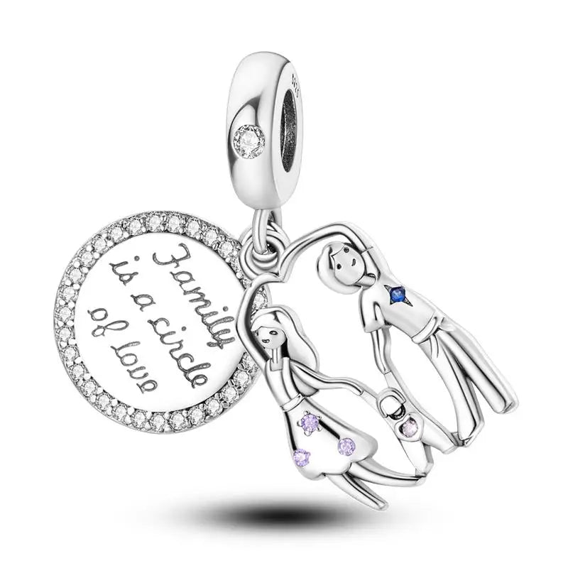 Charm hermana corazón en plata 925 – Compatible Pandora y pulseras 3mm, joyería DIY mujer