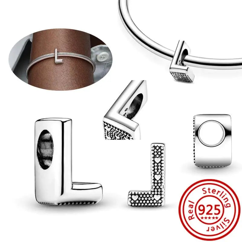 Charm Letras A–Z Plata 925 | Alfabeto Completo | Compatible Pandora Pulseras DIY