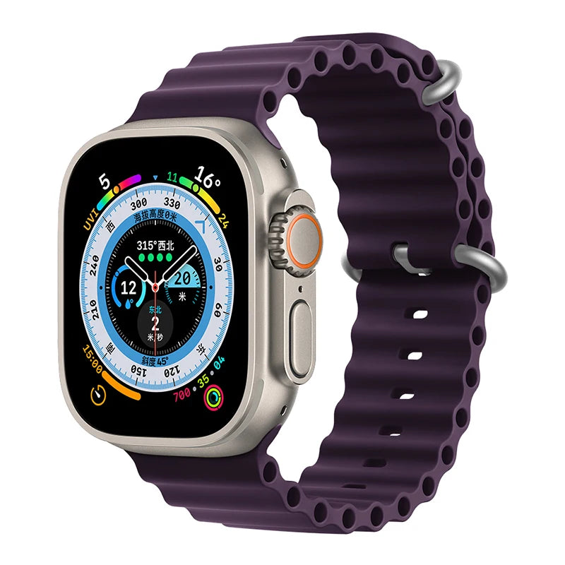 Correa Ocean de silicona para Apple Watch – Compatible Ultra 2, Series 10-5 (38mm-49mm)