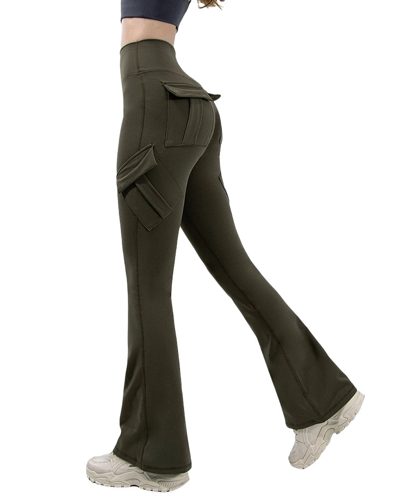 Leggings Yoga Mujer Pierna Ancha | Pantalones Deportivos Compresión con Bolsillos Estilo Naked Feeling