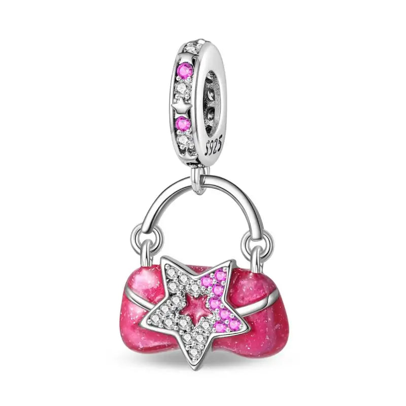 Charm Espejo Mágico Princesa Ángel Rosa en Plata 925 – Beads Compatibles Pandora Mujer Joyería DIY