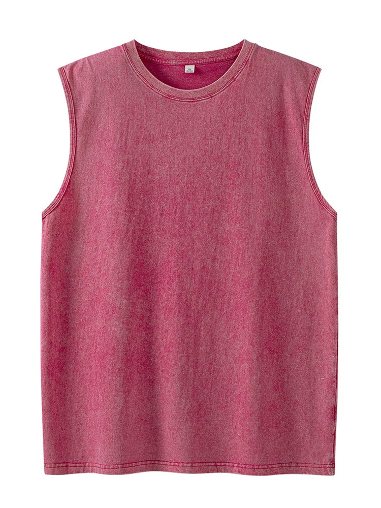 Tank Top de Algodón Lavado para Hombre – Camiseta Sin Mangas de Gym y Fitness, Workout, Running, Playa, Corte Loose, Verano