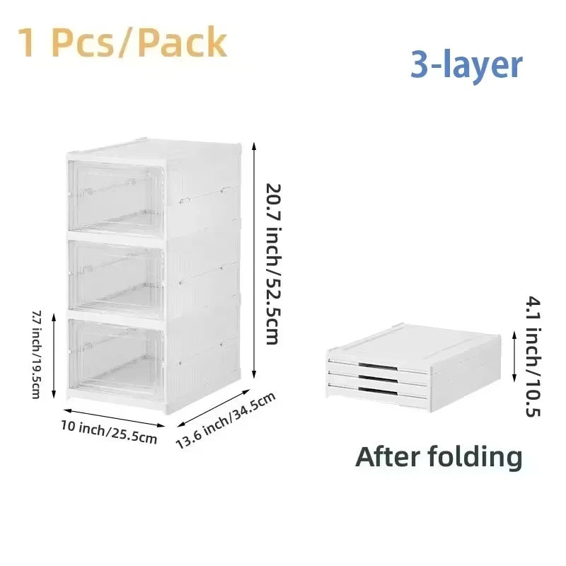 Organizador de Zapatos Plegable 3/6 Niveles – Caja Transparente Apilable y Antipolvo | Mueble Zapatero de Plástico