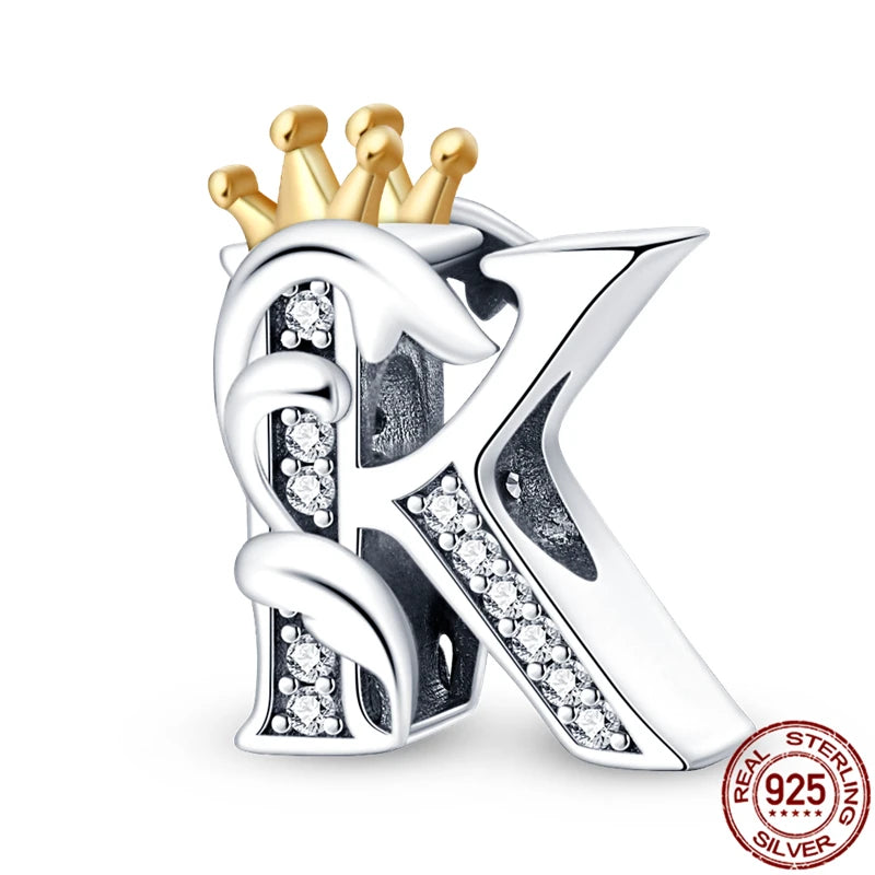 Charm letra A-Z en plata 925 – Abalorio inicial alfabeto para pulseras o collares tipo Pandora, joyería personalizada mujer