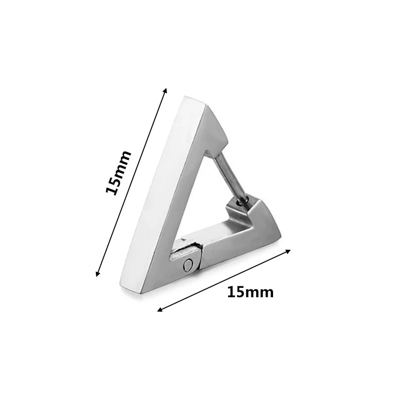 Aretes Punk Triangulares – Acero Inoxidable Hipoalergénico Unisex, Estilo Moderno y Duradero