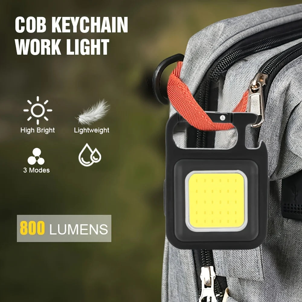 Mini Linterna LED COB Recargable USB – Llavero Portátil con Imán, 4 Modos de Luz para Camping, Pesca y Emergencias
