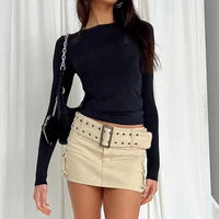 Camiseta Corta de Mujer Verano | Crop Top Básico Slim Fit con Cuello Redondo Casual Y2K