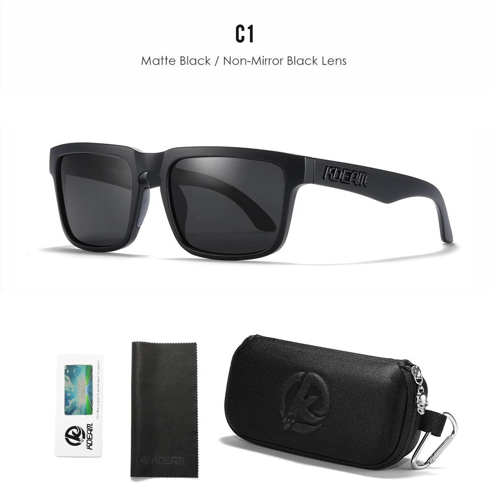 Gafas de Sol Polarizadas KDEAM Unisex | Diseño Cuadrado Casual con Estuche Rígido