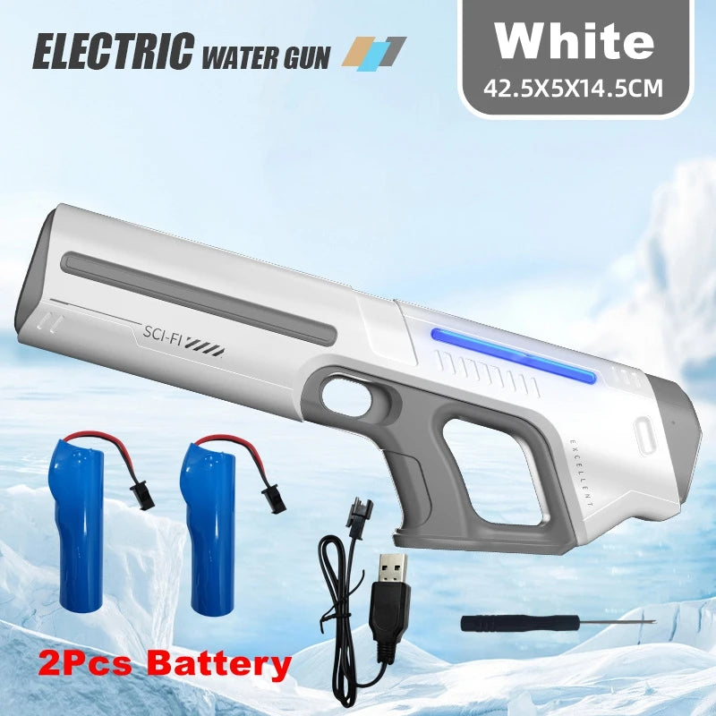 Pistola de Agua Eléctrica Potente – Juguete Automático para Niños y Adultos | Diversión de Verano Playa y Piscina