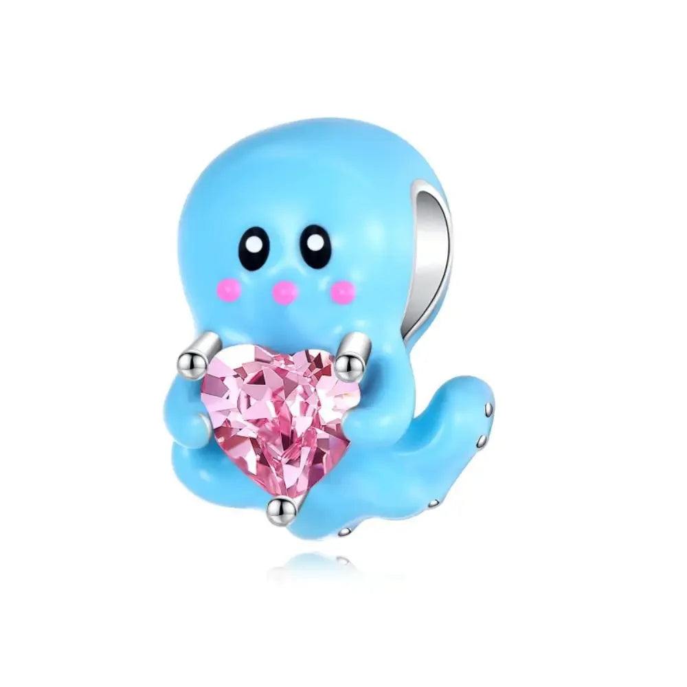 Charm Tortuga Marina con Circón Azul 925 Plata | Compatible Pandora Pulsera Mujer DIY