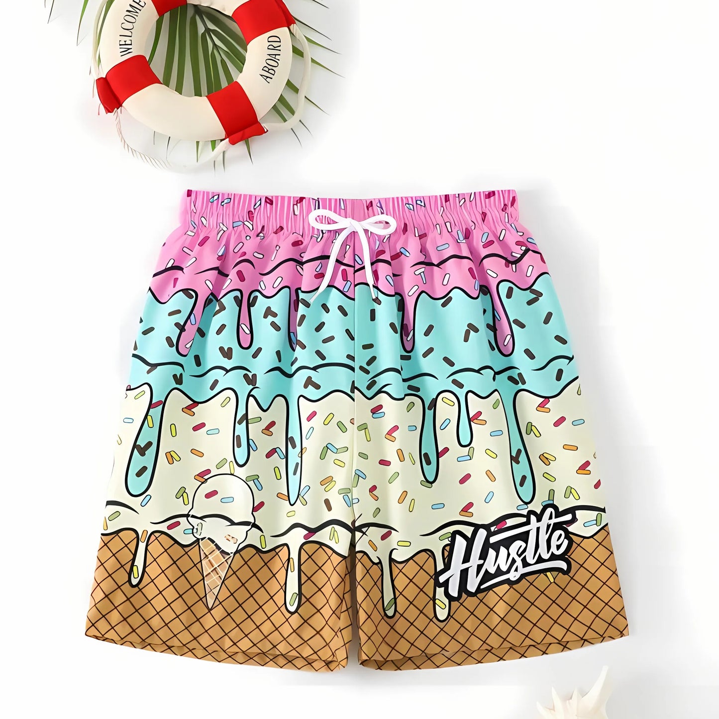 Bañador Hombre Helado 3D | Shorts Playa Y2K Secado Rápido Tallas Grandes – Bermuda Verano