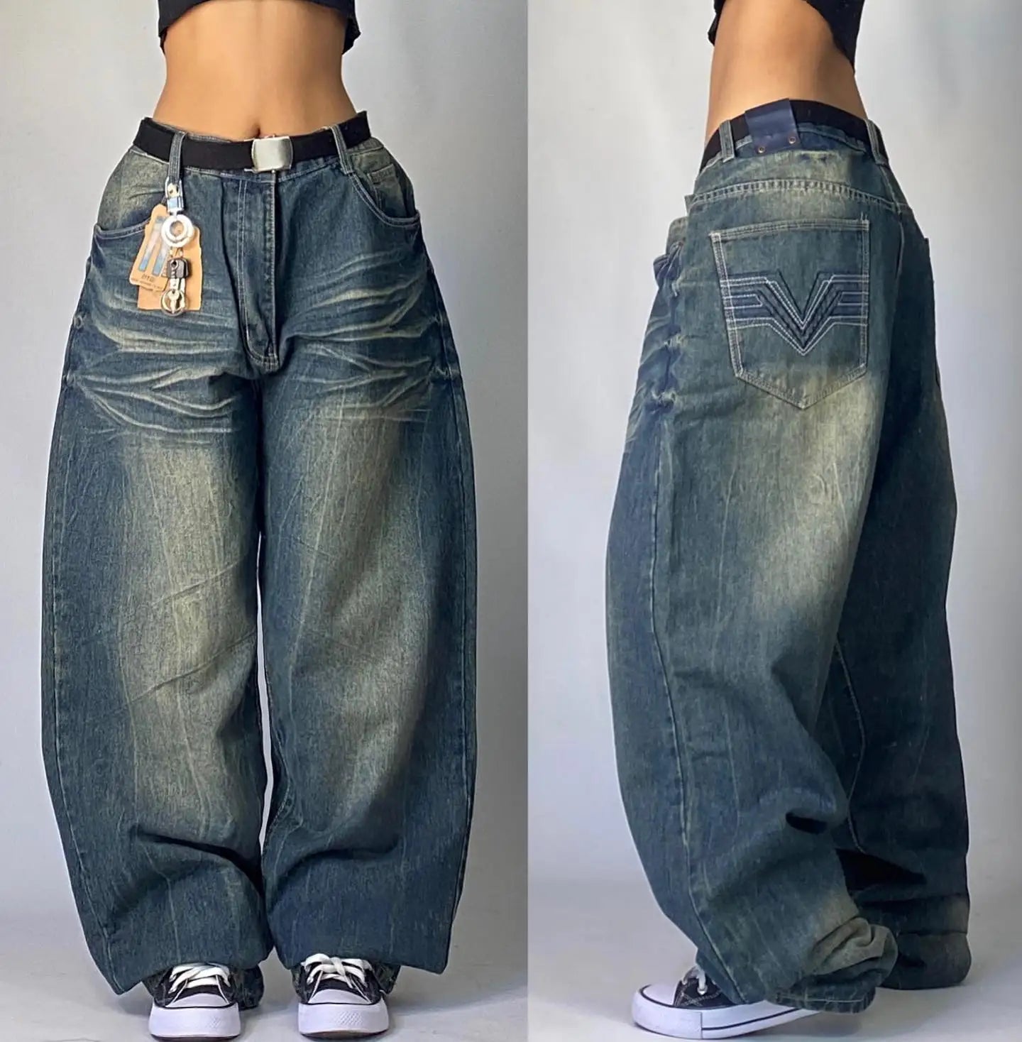 Jeans Baggy Bordados Hombre | Pantalones Oversize Y2K Hip Hop Streetwear Harajuku Cintura Alta Pierna Ancha