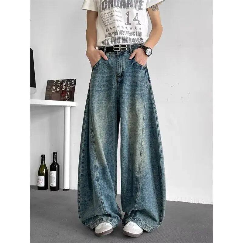 Jeans Baggy de Pierna Ancha para Hombre – Pantalones Unisex Streetwear Hip Hop Oversize para Baile y Estilo Urbano