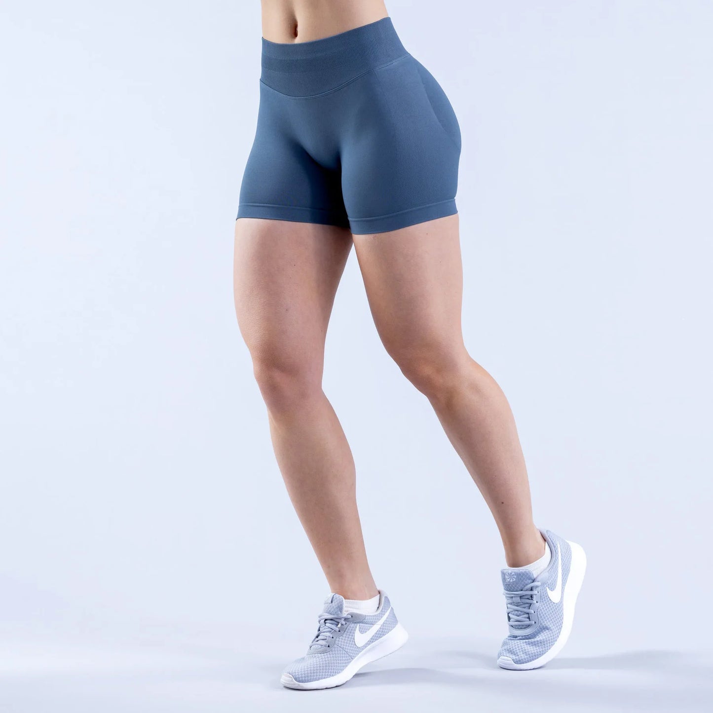 Shorts Deportivos Mujer Seamless | Cintura Triple Plisada Low Rise Yoga & Fitness