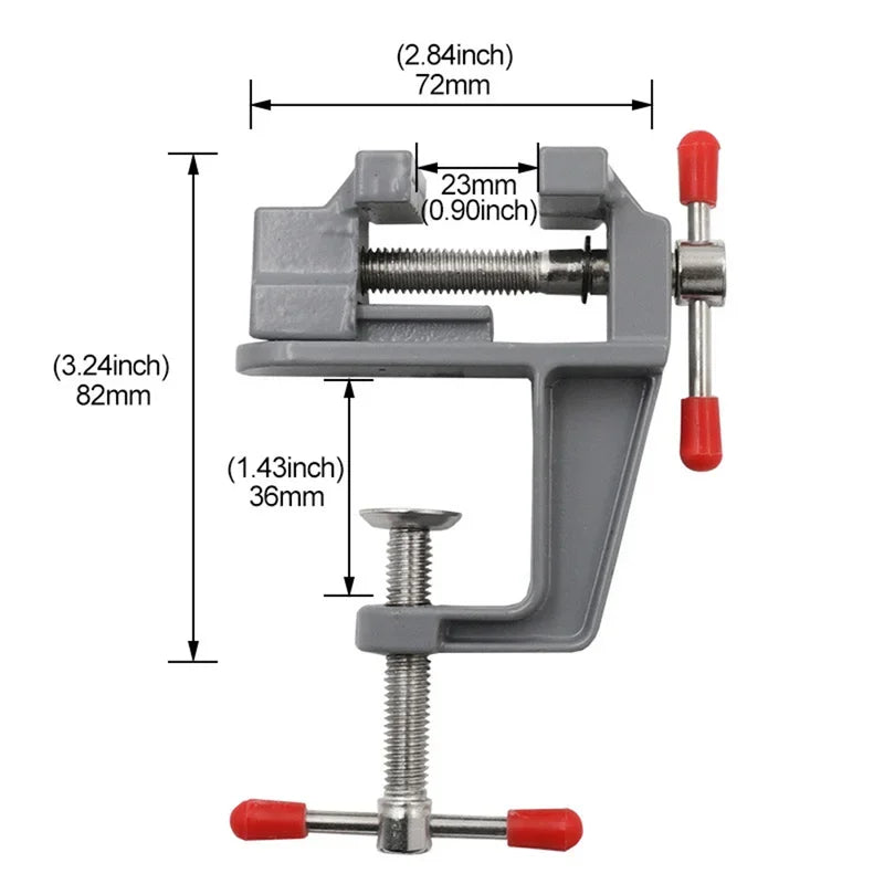 Mini Tornillo de Banco 3.5" de Aluminio | Mordaza de Mesa Multiusos con Rotación 360° para Joyería, Manualidades y Hobby