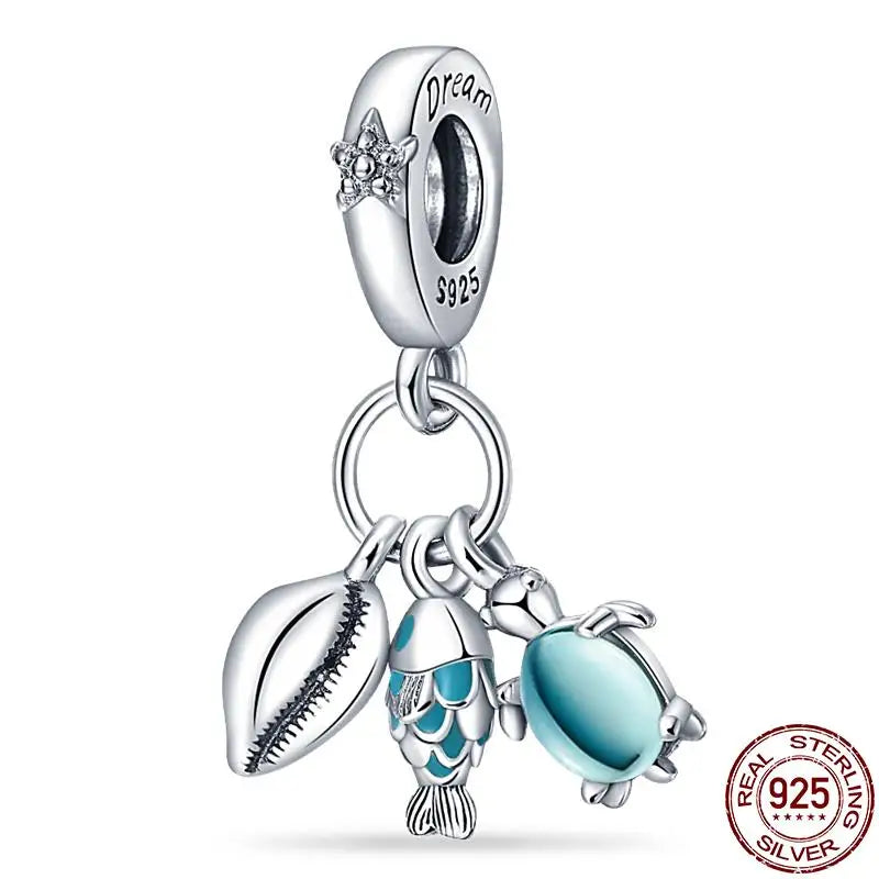 Charm camaleón y luciérnaga en plata 925 – Dije animal brillante, compatible Pandora, pulsera y collar mujer