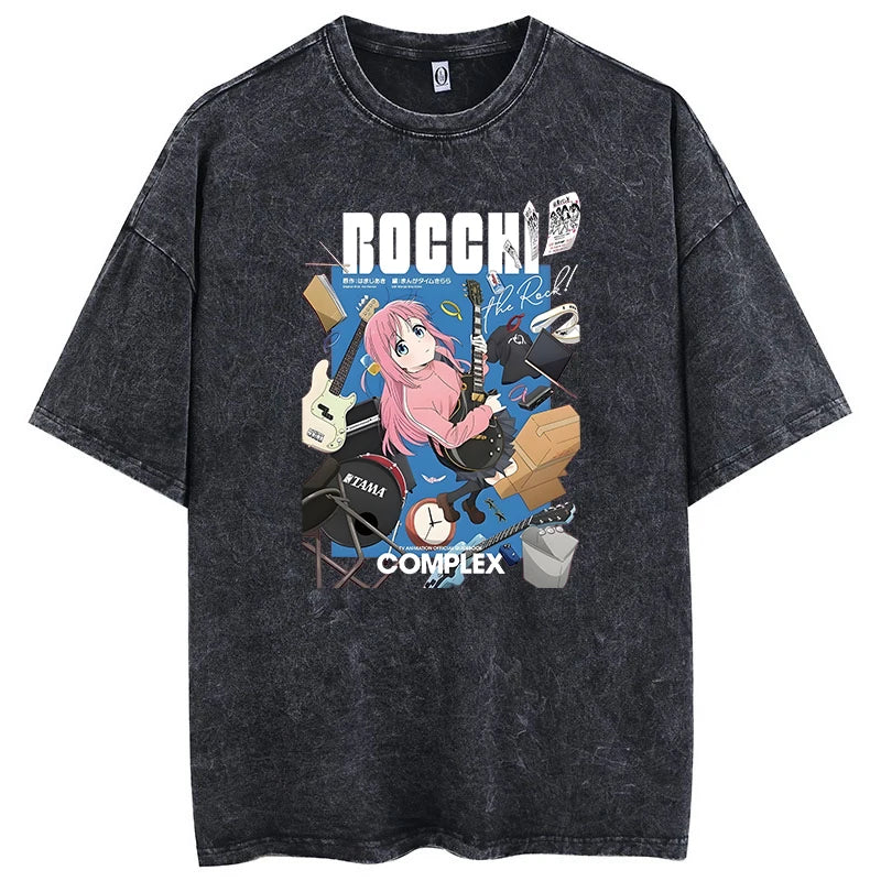 Camiseta Oversized Bocchi Club | Anime Bocchi The Rock Hombre | Algodón Estampada Creativa