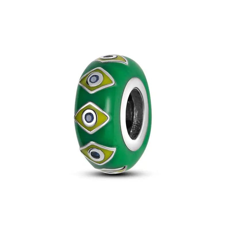 Charm separador redondo plata 925 con circonitas de colores – Compatible Pandora, joyería DIY elegante