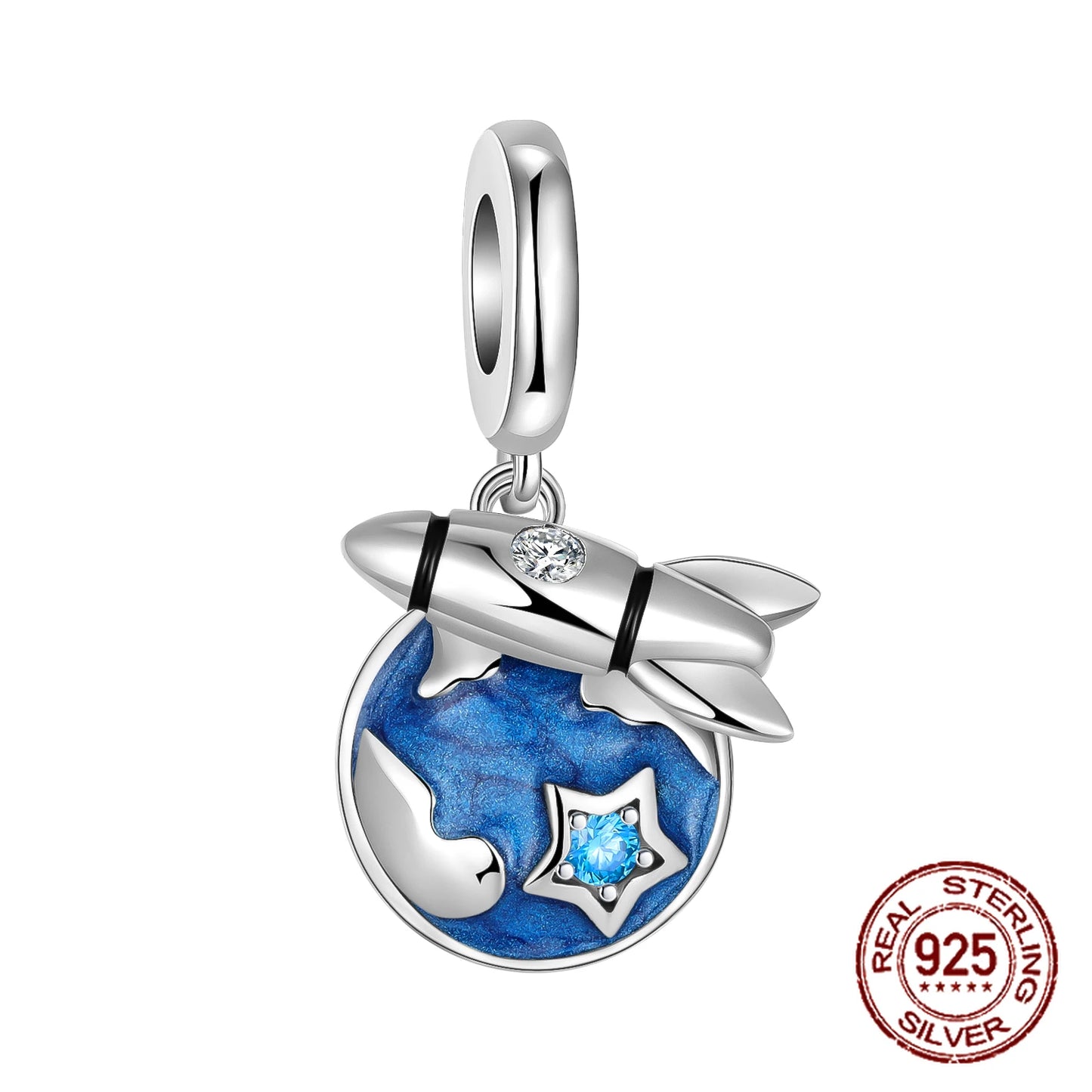 Charm avión y luciérnaga en plata 925 – Amor y viaje, compatible Pandora, pulsera y collar DIY mujer