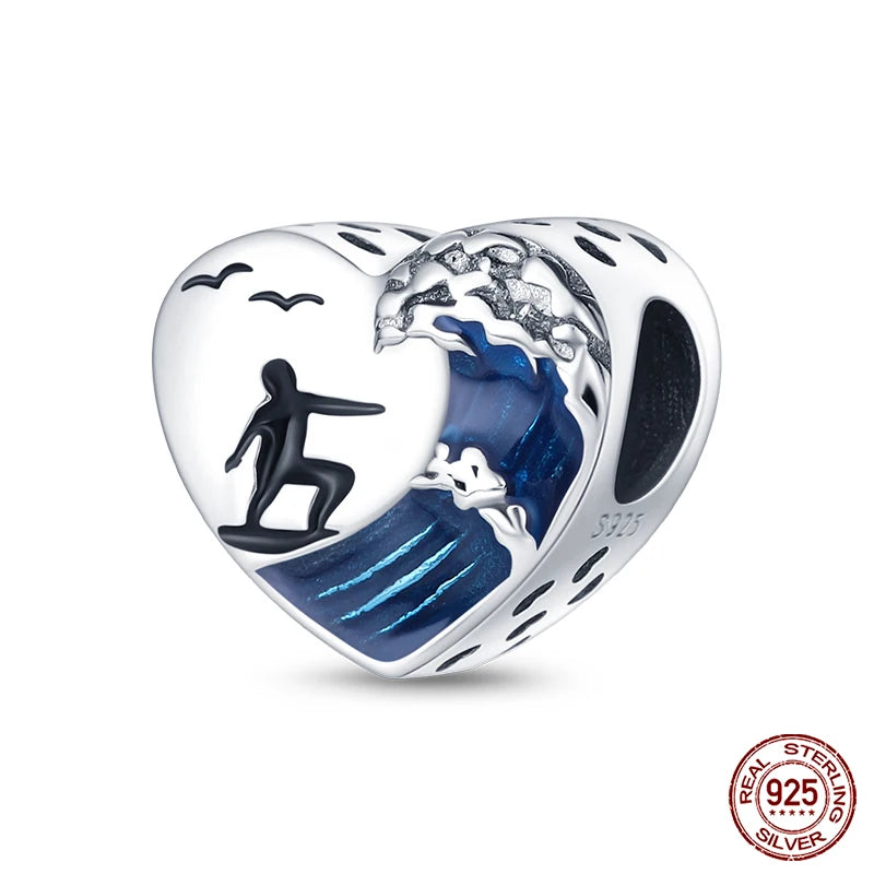 Charm Serie Océano en Plata 925 – Abalorios Tortuga, Cangrejo y Sirena para Pulsera Original Mujer