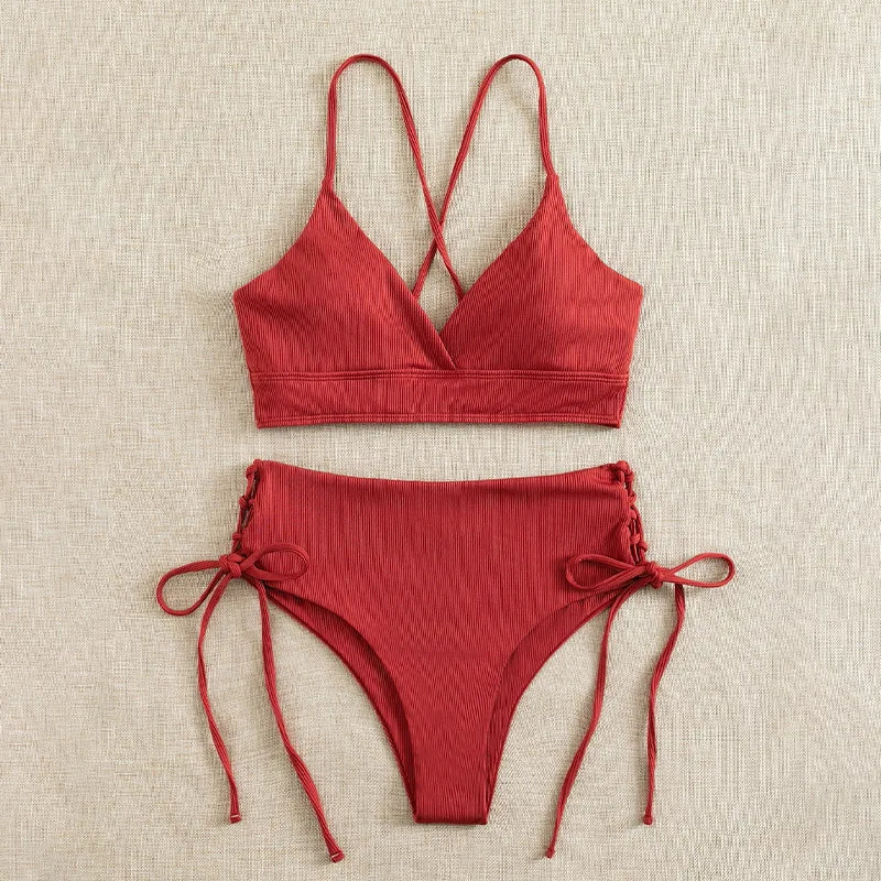 Bikini Sexy Mujer | V-Neck Split Triangular Playa y Piscina