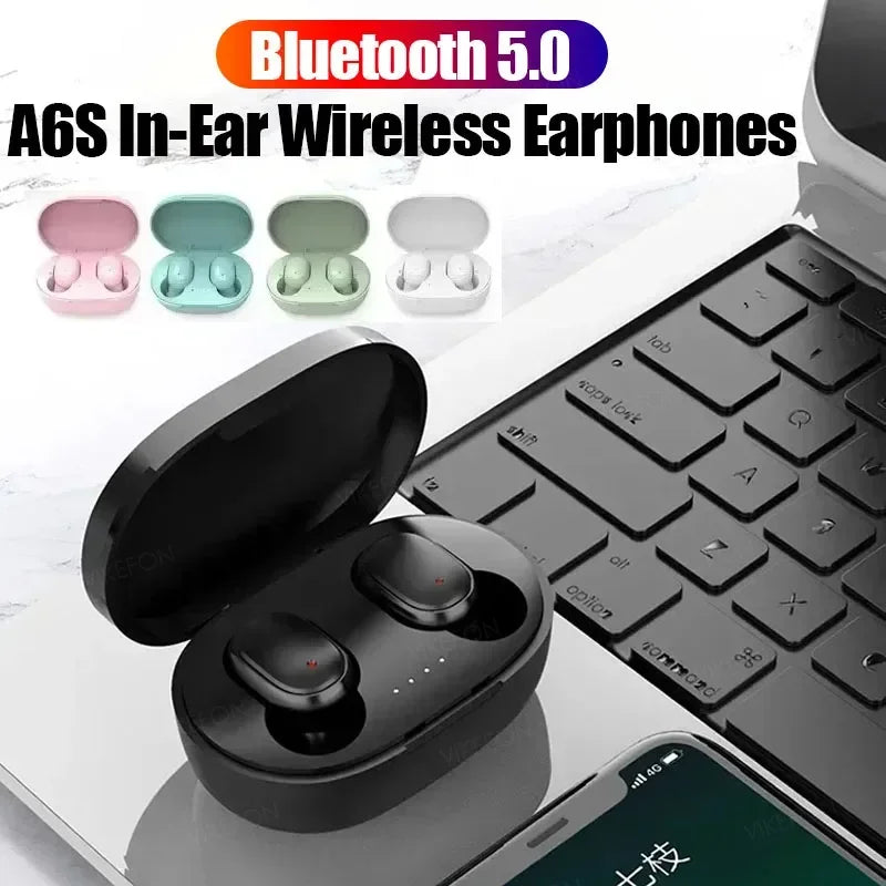 Auriculares inalámbricos A6S TWS – Bluetooth estéreo con micrófono, deportivos y compatibles con Xiaomi, Huawei, iPhone