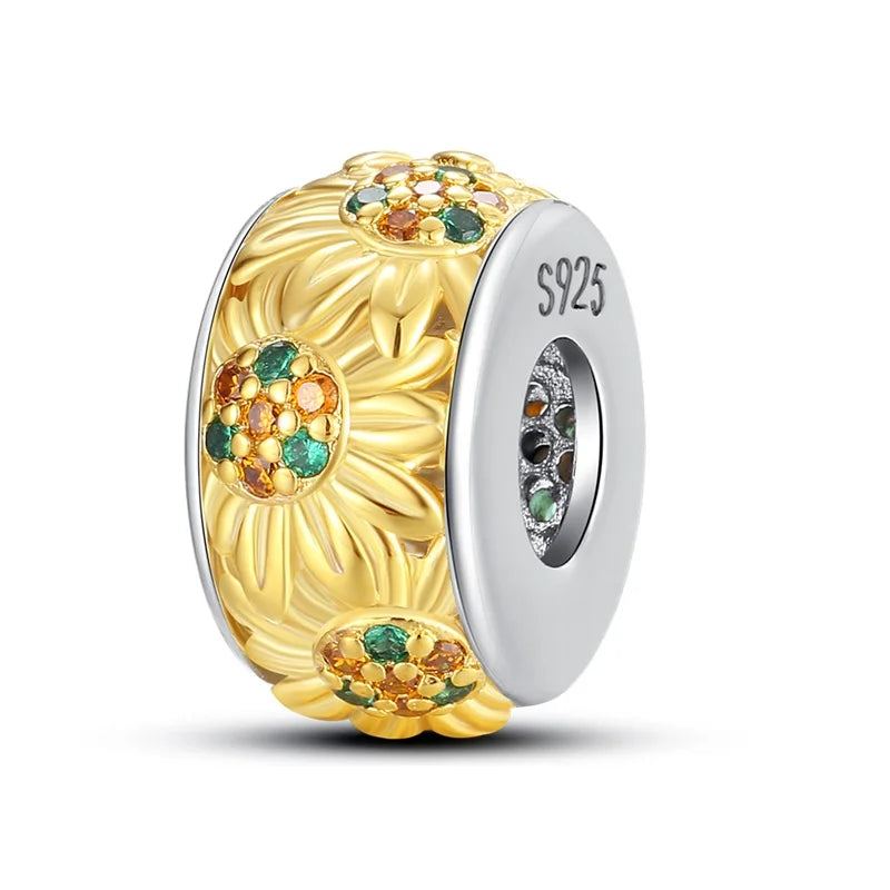 Charm Plata 925 Colgante Colorido Sol Luna Estrellas | Dije Compatible Pandora Pulsera y Collar Mujer