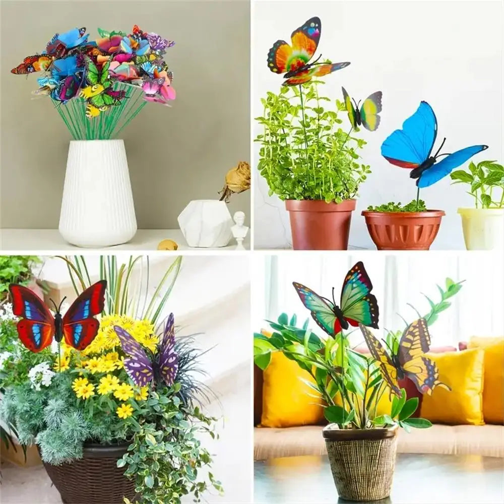 24PCS/10PCS Mariposas Decorativas 3D de PVC – Adorno de Jardín Creativo para Macetas, Flores y Exterior