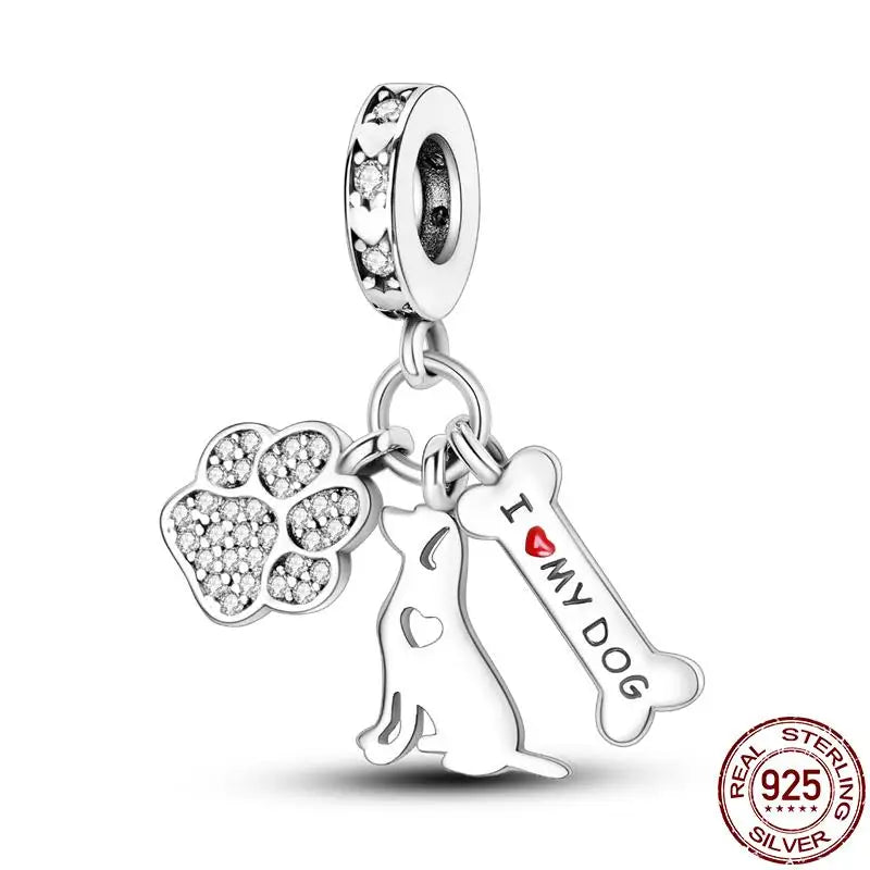 Charm camaleón y luciérnaga en plata 925 – Dije animal brillante, compatible Pandora, pulsera y collar mujer