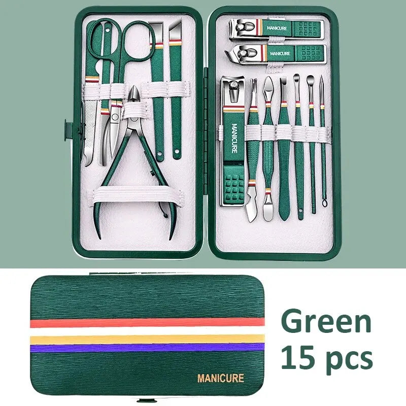 Set de Manicure y Pedicure Portátil 6-18 Piezas Ouriner | Kit de Cuidado Personal con Tijeras de Cejas y Cortauñas